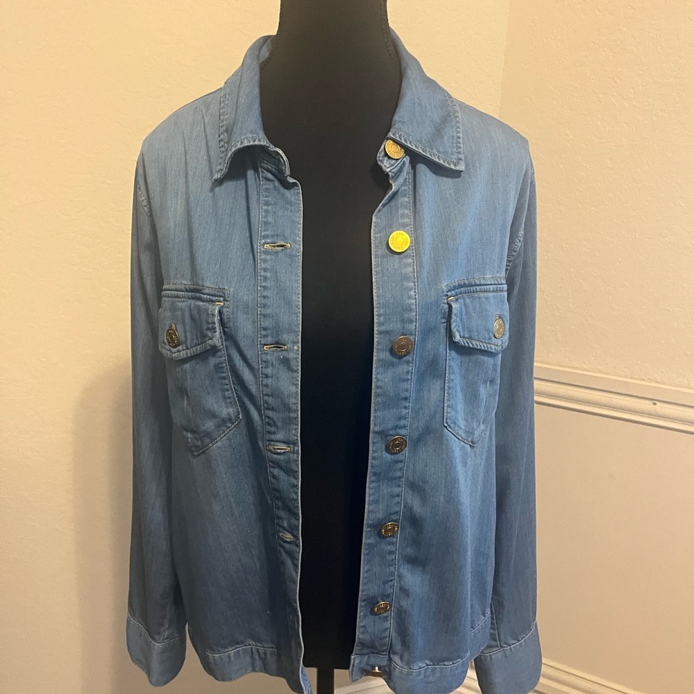 CAbi Chambray Button Down Shirt/Jacker or “Shacket”-Relaxed Fit